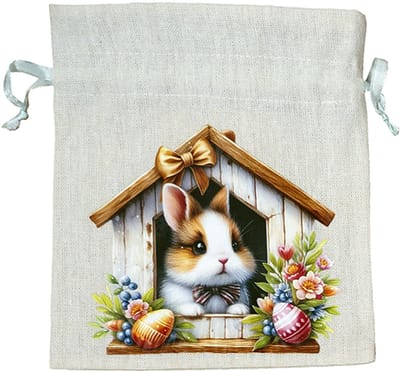 Geschenkzakje - Pasen - Paashaas - Huisje - Eieren - Bloemen- 16,5 x 18cm