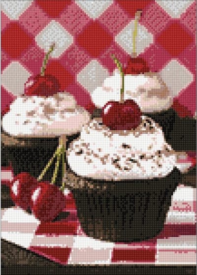 Wizardi Diamond Painting Kit Cherry Cupcake WD043