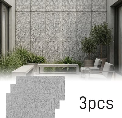Froadp 3 stuks Plaatwerk met rotslook, 120 x 64 cm, 5 cm dik wandpanelen, PU-wandbekleding grafietzwart