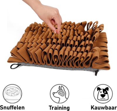 Snuffelmat Hond Kat Honden Speelgoed Puppy Speelgoed Katten Speeltjes - Snuffelmatten Voor Honden en Katten intelligentie - Hersenwerk - Speelmat - Konijnen - Training - Speeltjes - Trainingsmat - Anti-Schrok - Snuffelkleed - Bruin Met Zuignapjes