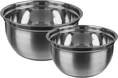Secret de Gourmet beslagkommen / mengkommen - Set 2x stuks - RVS - 4,5L/1L - Met antislip - keuken