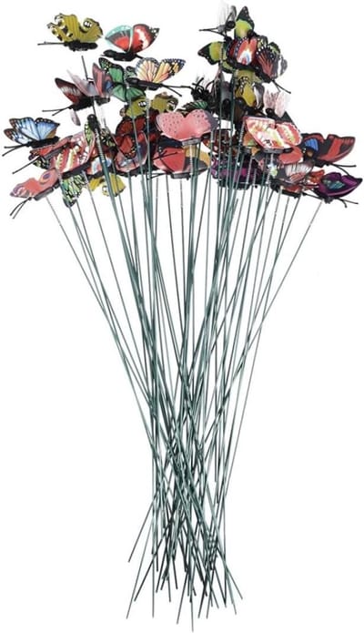 Kunstmatige Bloemstuk Inzetten - Tuindecoratie Stokjes - Tuin Verfraaien - Vleugel Enkele Laag - 50 Stuks - Willekeurige Kleur