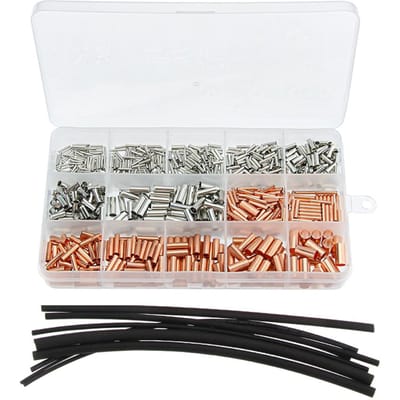 Kit de bornes en cuivre, 970 pièces, Kit de bornes de tuyaux en cuivre avec bornes, boîte de bornes avec without pliers