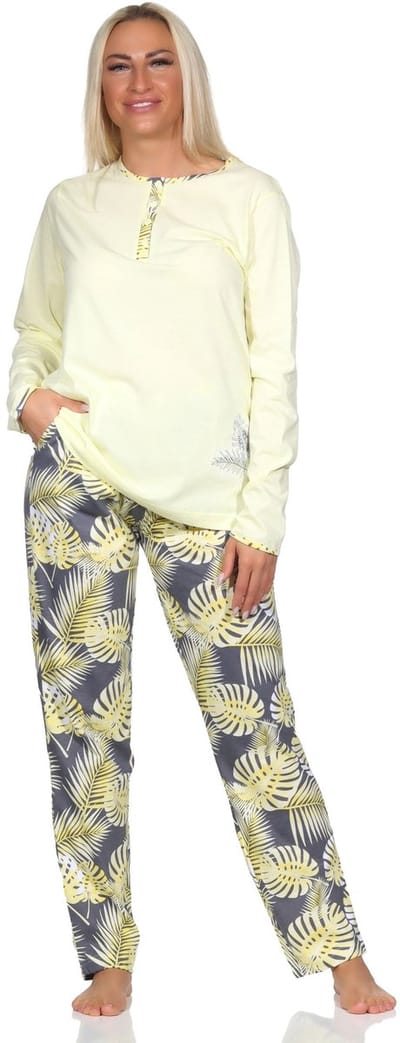 Normann Dames Pyjama met Lange Mouw en Broek in Bloemenprint - Ook in Oversizes