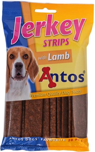 Antos Jerkey Strips Lam - hondensnack - 20 Stuks