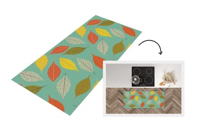 Keukenloper - Loper keuken - Bladeren - Herfst - Vintage - Pastel - Patroon - 120x50 cm - Keukenloper vinyl