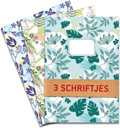 A5-gelinieerde schriften Bladeren en bloemen - 3 stuks