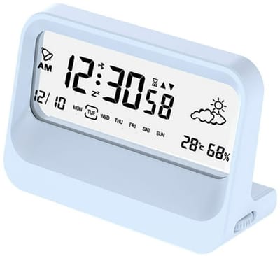 KZQ Batterij Wekker Digitaal met Datum Temperatuur Weergave Snooze Nachtlicht 12/24 uits formaat Slaapkamer Kantoor Reizen Paars