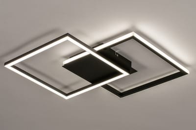 Lumidora Plafondlamp 74227 - Plafonniere - CUZCO - 2 Lichts - Ingebouwd LED - 24.0 Watt - 2400 Lumen - 2700 Kelvin - Zwart - Metaal - Met dimmer - Badkamerlamp