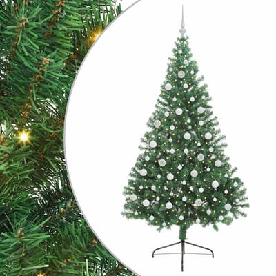 vidaXL - Kunststof - Voorverlichte - Kerstboom - met - 300 - LED - Groen - 210 - cm - PVC