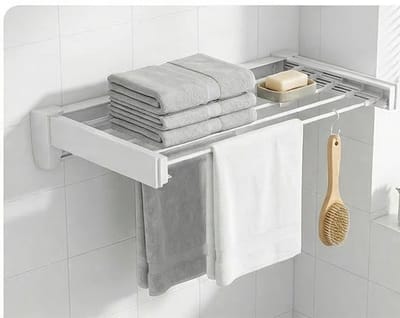 Linkforu Uitschuifbaar Droogrek - Was Hangrek - Wandmodel Met 5 Stangen - Ideaal Voor Balkon Badkamer En Wasruimte - 1 Mtr.