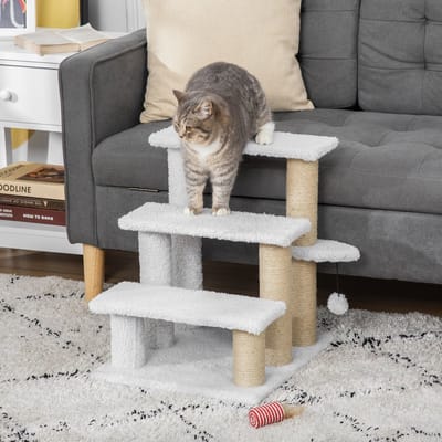 REDOM - Kattenkrabpaal - pluche - meerdere niveaus - White
