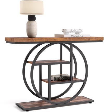 Tribesigns Consoletafel - Sidetable - Console - Haltafel - Metaal/Hout - Industrieel - 105 x 80 x 30 cm - Console Tafel - Bruin