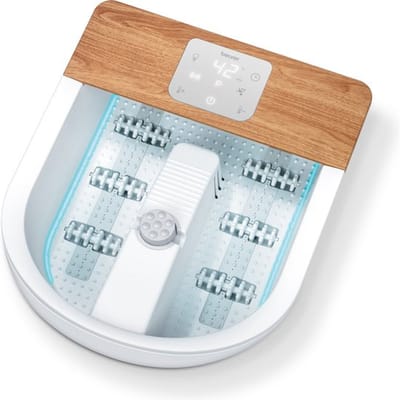 Beurer FB 65 Elektrisch voetenbad - Voetmassage - Trillings-en bubbelmassage - Aromatherapie - Infrarood - LED sfeerverlichting - Verwarming - Magnetische velden - Voetreflex rollers - 3 Pedicure-opzetstukken - Tot maat 51 - 3 Jaar garantie