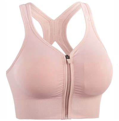 Go Go Gadget - Let op! Valt 1 Maat Kleiner - Sport Beha - Voorsluiting - Fitness - Yoga - Ondersteuning - Comfort - Maat M - Licht Roze