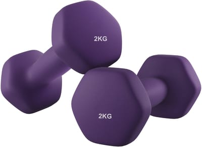 SONGMICS - Dumbells - Dumbells 2 kg - Halterset 2 Stuks - Hexagon Halters - Neopreen Coating - Voor Thuis Fitness