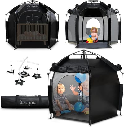 Babybed tent - Wiegluifel verduisterend - Veilig slapen - Pop-up ontwerp - 150 x 122 cm - Zwart