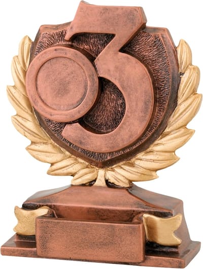 Trofee Nummer 3 - Bronzen Prijs - Viswedstrijd Prijs - Luxe Voet - 14 cm - Brons