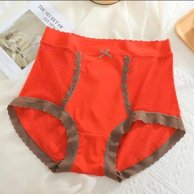 Slip en coton pour femmes, culotte taille haute, Sexy, dentelle, nœud papillon, sous-vêtements, Lingerie rouge