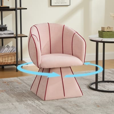 Fauteuil - Draaifauteuil Met 360 Graden Draaifunctie - Ergonomisch Met Hoge Rugleuning En Armleuningen - Voor Woonkamer En Slaapkamer - Chenille Roze