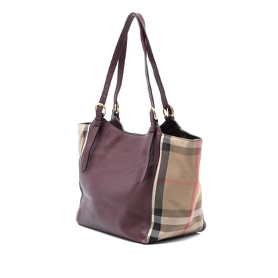 Geverifieerde Kleine Leren En Huischeck Canvas Canterbury Tote