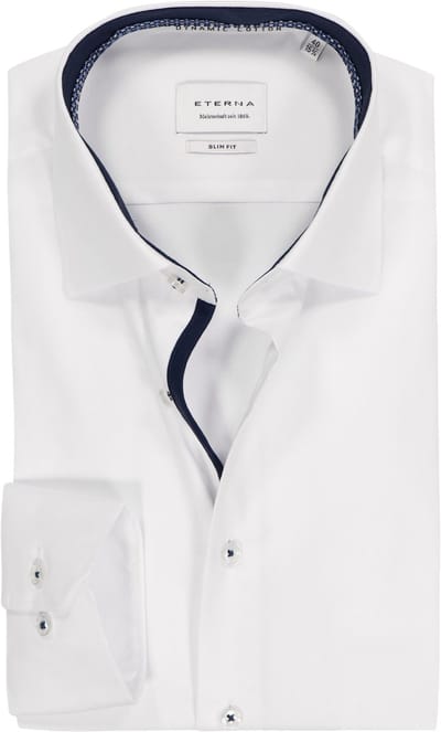 ETERNA slim fit overhemd - twill - wit - Strijkvrij - Boordmaat: 44 (EU maat: XL)