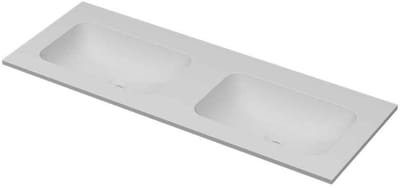 INK Aspekt Wastafel Porselein Dubbel Zonder Kraangaten - 1200x450x15 mm - Mat Wit