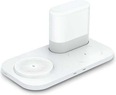 DISEV® - Bureaulampen - Bureaulamp LED - Leeslamp - Bedlamp - Touch Control - Dimbaar - Wit en Warm Lichtnachtlamp - Leeslampje voor Boek - Draadloze Oplader - Dimbaar - Draadloos opladen