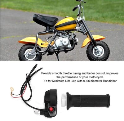 Dailygoods- Stuurgreep met Stopschakelaar - Gaspedaal - Geschikt voor MiniMoto Dirt Bike - Rubber/Kunststof - Stuurdiameter 0,8 cm - Kabellengte 80 cm