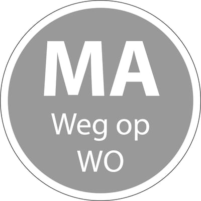 Maandag weg op woensdag sticker op rol 30 mm - 800 per rol