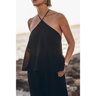 Mikuta The Black Halterneck Top Black Size: XS | Blouses Outlet | Dames | Zwart