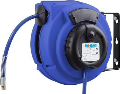 Automatische Slanghaspel - Perslucht Rol - Werkplaats Organisatie - Automatische Vergrendeling - 8 Meter Slang - Blauw