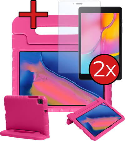 Hoesje - Geschikt voor Samsung Galaxy Tab A 8.0 (2019) - Met 2x Screenprotector - Kinderhoes - Shockproof Bumper - Kidsproof Case - Tablethoes - Kinder Hoes Cover - Roze