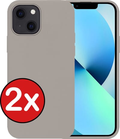 Hoesje - 2 Stuks - Geschikt voor Apple iPhone 14 - Sterk & Shockproof - Telefoonhoes - Back Cover - Case Siliconen - Telefoon Hoes - Grijs