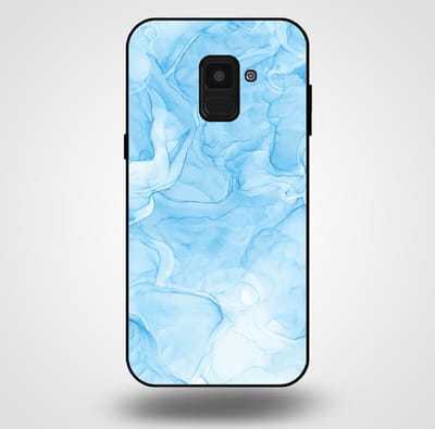 Smartphonica Telefoonhoesje voor Samsung Galaxy A8 2018 met marmer opdruk - TPU backcover case marble design - Lichtblauw geschikt voor Samsung Galaxy A8 2018