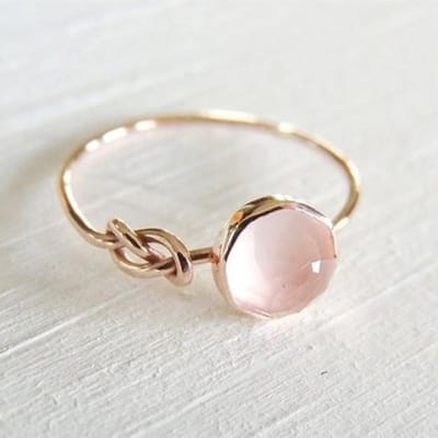 Huitan Romantische Roségoud Kleur Ring Vrouwen Solitair Roze Steen Prinses Feest Vinger Accessoires Mode Sieraden Ring Schattig Cadeau 10 white