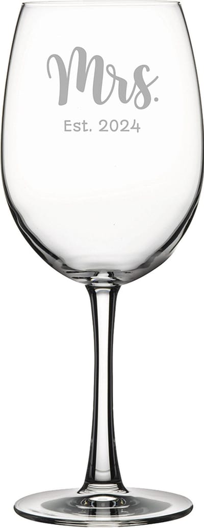 Gegraveerde rode wijnglas 58cl Mrs. Est. 2024