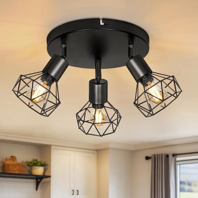 Unyqoos® Zwarte Draaibare Plafondlamp met 3 E14 Spots voor Veelzijdige Verlichting