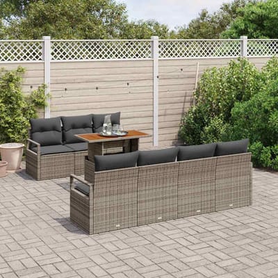 vidaXL - Tuinbank - Set - 8 - st - 7-Aantal - zitplaatsen - Grijs - en - Bruin