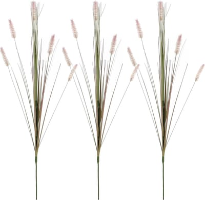 Mica Decorations - 3x - Rietgras/pluimgras kunstplant losse steel - takken - groen/paarse pluimen - 84 cm