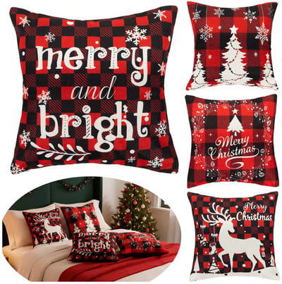 Springos Sierkussenhoes | Kussenhoes | Kussensloop | Woonaccessoires | 40 x 40 cm | 4 Stuk | Kerstpatronen