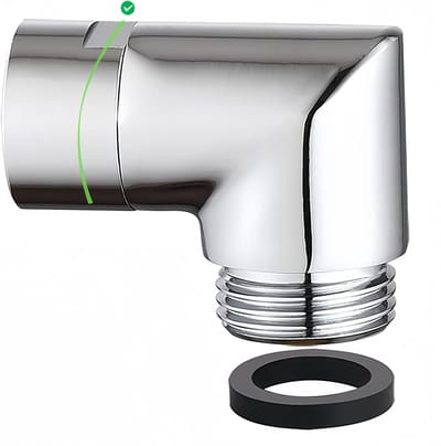 Douchekop adapter, massief messing 135 graden douche-elleboogadapter, G1/2 inch douchekop verlengarm connector (chroom) (draaibaar en 90 °)