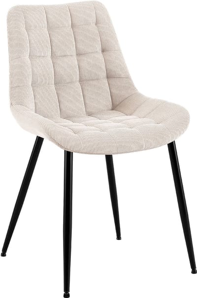 CLP Sardna Eetkamerstoel - klassiek - metalen frame - corduroy - Ribstof/creme