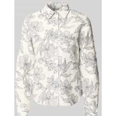 regular fit blouse van mix van katoen en linnen