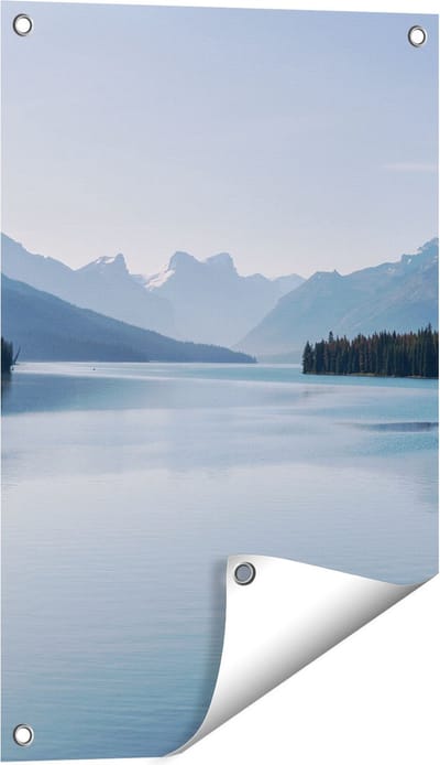 Gards Tuinposter Meer bij de Bergen in Alberta, Canada - 40x60 cm - Tuindoek - Tuindecoratie - Wanddecoratie buiten - Tuinschilderij