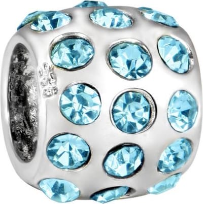 Quiges - 925 - Zilveren - Bedels -Sterling zilver - Beads - Zirkonia Blauw Kraal Charm - Geschikt – voor - alle bekende merken - Armband Z107
