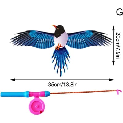 Mini Canne à Pêche Cerf-volant pour Enfants Papillon Hirondelle Perroquet Vifs Faciles à Lancer Kites Poisson Rouge pour Tout-Petit Extérieur Plage Parc Débutant