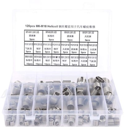 Allecto - Schroefdraad reparatie inzetstukken - 120 stuks - M6 M7 M8