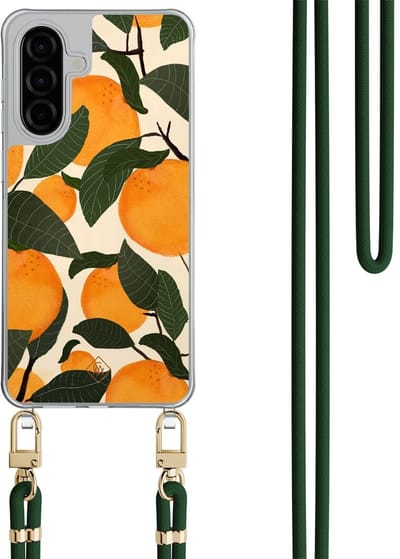 Casimoda® hoesje met groen koord - Geschikt voor Samsung A26 - Orange Garden - Afneembaar koord - TPU/polycarbonaat - Groen