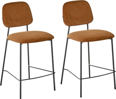 DUETTE - Barkruk set van 2 - Goudbruin - Fluweel